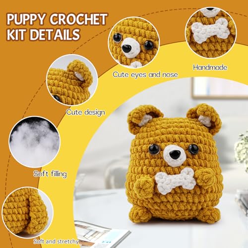 NesteldCrafts haak Set, Complete haak Set voor beginners en volwassenen, Breiset, Zachte garen, IJs Stripe lijn, Gift voor verjaardag, Stap-voor-stap Video instructies, Instructies (Puppy) 4