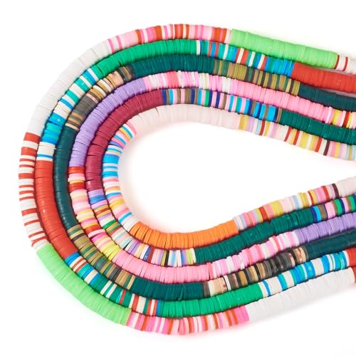 6 Strands Polymer Clay Heishi kralen Disc / Flat Ronde 6 Kleuren Handgemaakte Polymer Clay Spacer Kralen Bulk voor DIY armband ketting sieraden maken