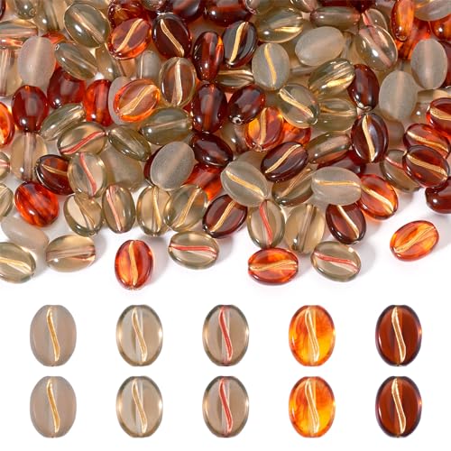 180 st Acryl Koffie Bean Kralen 5 Kleuren Transparante Koffie Bean Shape Losse kralen voor ketting armband oorbellen sieraden maken, Gat: 1mm