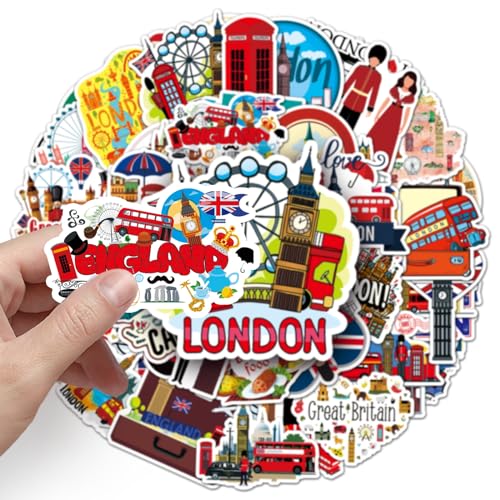 Groot-Brittannië Londen Bus Sticker Set Stickers Kids Tieners 50 Pieces Animals Waterproof Vinyl Stickers Laptop Skateboard Koffer Helm Auto Fiets mobiele telefoon Motorrijwiel Bike Scrapbook 4