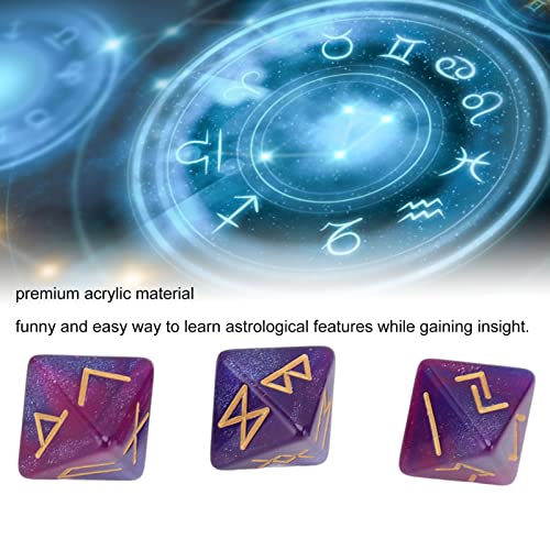3 Stuk Astrologie Learning Prediction Rune Dice Set met 8 Sided Polyhedral Design in levendige kleuren - Mystic Star Themed Divination voor volwassenen 4
