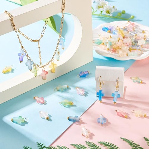 50 st Kruis Acryl Bedels Crucifix Kruis Acryl Hangers Pasen Dangle Charm voor DIY armband ketting sieraden maken, acryl