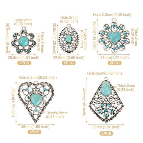 Tibetan Style Turquoise Verbinding Link Charms Retro Filigree Hangers Hangers voor Boheemse oorbellen Nacklet sieraden maken, edelsteen, edelsteen 3