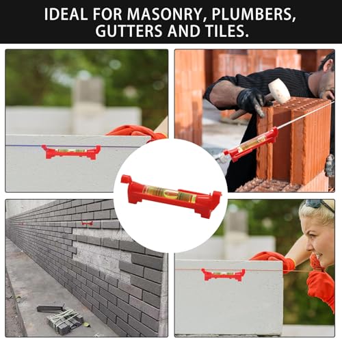 4 st. Spirit Level Spirit Level Cord richtlijn Stel kleine lijnschaal in voor metselwerk Goot Loodgieter Spirit Level - Rood, 75x12mm 5