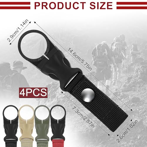 4 Pack Nylon Waterfleshouder Clip, Rugzakhouder Haak, Karabiner Strap Outdoor Water Bottle Buckles voor Camping Wandelen Reizen Vissen 4