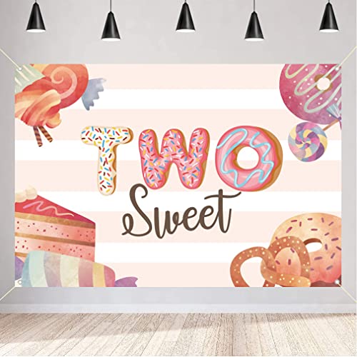 2nd Birthday Decorations for Girl, Two Sweet Donut Thema, 2nd Birthday Achtergrond, Foto Achtergrond, 2 Year Old Party Supplies, Fabric Sign Poster, Banner Welkom Teken, 150cmx90cm
