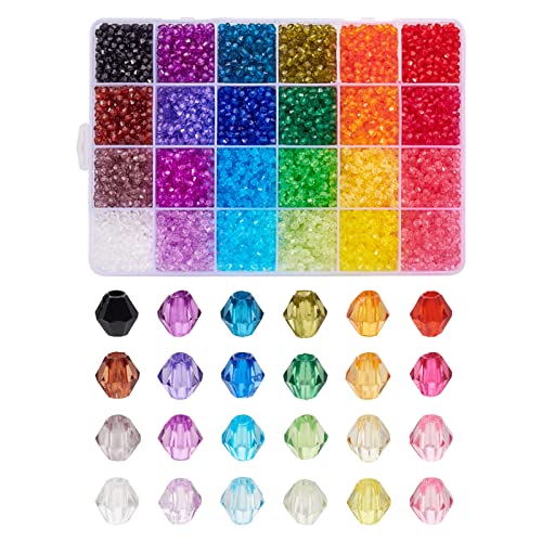 7896 Stuks Facet Bicone kristal kralen 4mm 24 Kleuren Transparante acryl Ambacht Kralen Kleurrijke Spacer Charm kralen voor DIY ketting armband sieraden maken
