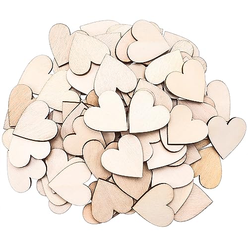 Houten harten (100 stuks), onvoltooide houten ornamenten voor ambachten, gastenboek, DIY decoratie, scrapbooking decoraties, Ideaal voor Valentijnsdag, bruiloft, verjaardagsfeest