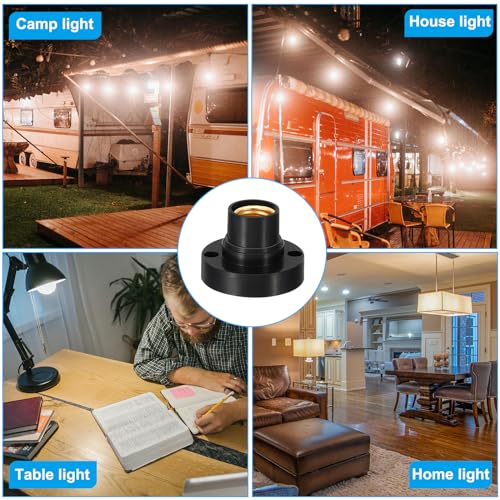 E14 Lamp Socket, 4 st Ronde Schroef Base Lamphouder Licht vervangende voetstukken voor Halogen CFL Bulb, zwart 5