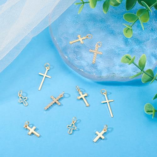 Brass Cross hanger Crucifix Dangle Charms Genuine Gold Plated Ester sieraden Charm voor DIY oorbellen ketting sieraden maken 3