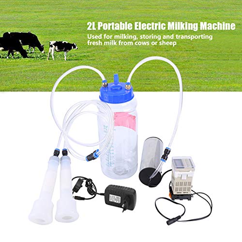 Draagbare elektrische melkmachine, 2 liter met pulsregulator, elektrische melkmachine, draagbare elektrische melkmachine, koe voor koeien, schapen, 100-250V, EU-plug, EU-plug 3