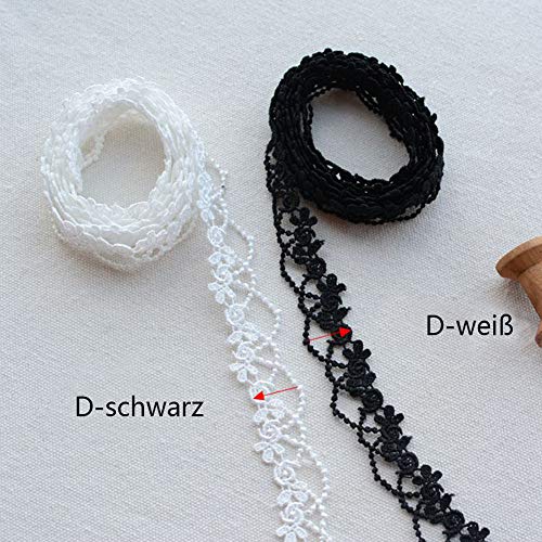 40m Kantband Lace Trim voor Choker, Kettingen, Naaien, Ambachten, Bruiloft, Decoratie, Scrapbooking, Cadeaudoos, D-Zwart 5