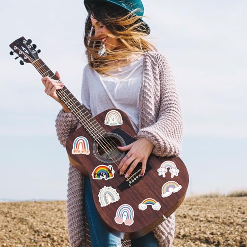 Verpakking van 60 Rainbow Stickers, Scrapbooking Stickers, Waterproof Vinyl, Kleurrijke Decor Stickers, Boho Esthetiek voor Waterflessen, Skateboards, Laptops, Guitars, Cups, Bagage, Telefoons en