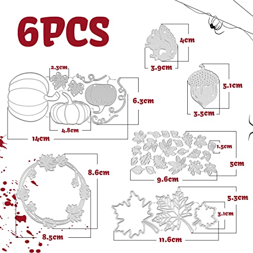 6 Sets Die Shapes bladeren stencil snijden herfst Thanksgiving Halloween laat pompoen pine kegels eekhoorns voor scrapbooking partij decoratie herfst Halloween DIY