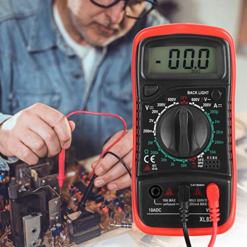 XL830L Draagbare digitale LCD multimeter, Voltmeter Ammeter Ohmmeter stroomspanningstester, hoog nauwkeurig gereedschap met LCD-weergave, gegevensopslag, (XL830L rood) 3