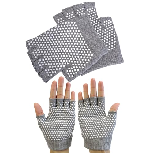 Yogaslee, Pilates Finger Oefenhandschoenen met wit siliconen, maat 36-38, grijs