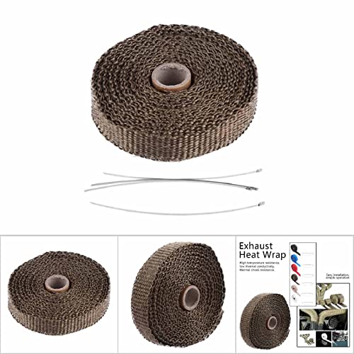 Uitlaat Heat Wrap, 5M Car Isolatie Tape Uitlaatwarmte Wrap met 4 Roestvrij stalen kabelbanden (Brown) 4