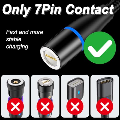 7-pins magnetische oplaadkabel, MicroUSB naar USB magnetische telefoonplaat met LED-lampje (2m+1m), met Micro USB magnetische tips 3