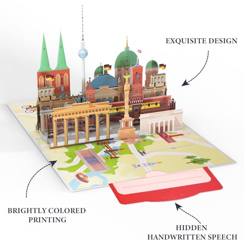 Berlin Pop Up Card, 3D Travel Voucher Cadeaubon voor Berlijn reis of huwelijksreis, Cadeaubon voor verjaardag, Duitse Vakantie Cadeaubon