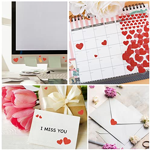 580 Red Heart Stickers Glitter Self-Adhesive Scrapbooking Valentijnsdag Wall Stickers voor zakjes, ansichtkaarten, wenskaarten, enveloppen, geschenken 4