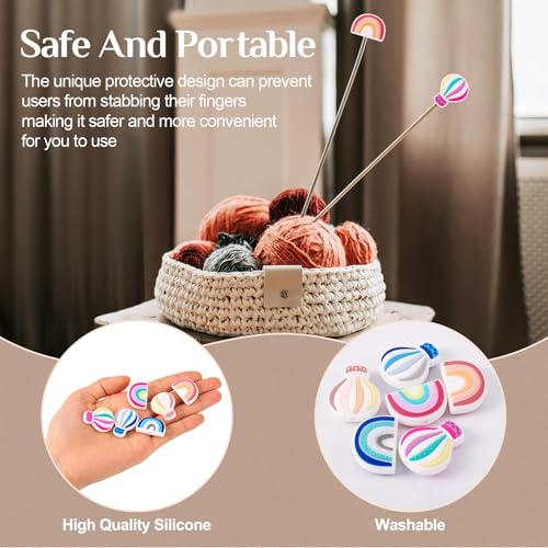 6 st breinaald stoppers regenboog ballon naalden punt beschermers Siliconen steken naald einde kappen voor Quilt DIY kunst naaien beginners haak 5