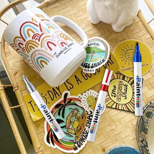 6 stuks Acryl Pennen Permanente waterdichte Quick Drying Set van 6 kleuren Acrylverf Pennen 2.6 mm Pen Tip voor Kunst Projecten, Hout, Plastic, Metaal, Canvas, DIY Ambachten