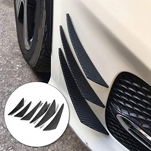 Splittervinnen, 6 stuks Carbon Fiber Texture Car Front Bumper Lip Splitter Fin Canard Splitter Diffuser Valence Body Spoiler Kit 4
