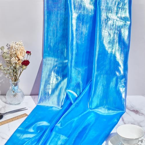 3m Organza Fabric, Rainbow Gradient Lace Iridescent Holografische Mesh Stof voor bruiloft jurk Gordijn Fotografie Achtergrond DIY Supplies Decor 1.5m breed, Dodger blauw 5