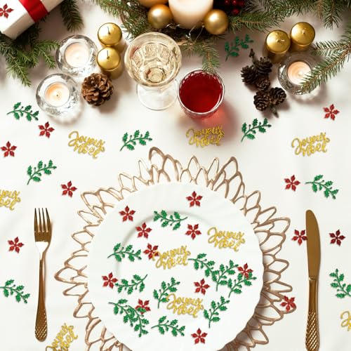Joyeux Noël Kerst Decoratie Set van 100 Confetti met Kerstmis Motief Franse Sprinkle Decoratie voor ambachten Tafel Decoratie voor Winter Kerstmis 3