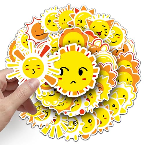50 stuks Kleine zonnestickers voor tieners Volwassenen Waterdichte Vinyl Stickers Set voor Auto, Motorfiets, Fiets, Skateboard, Snowboard, Bagage, Laptop, Koffer, Helm, Motorfiets, Computer 4