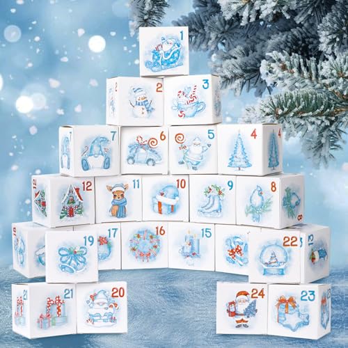 Verpakking van 24 Kerstmis Advent Kalender Cadeaudozen Candy Boxes Kerstmis met 1-24 nummers Decoratie Party Kerstmis