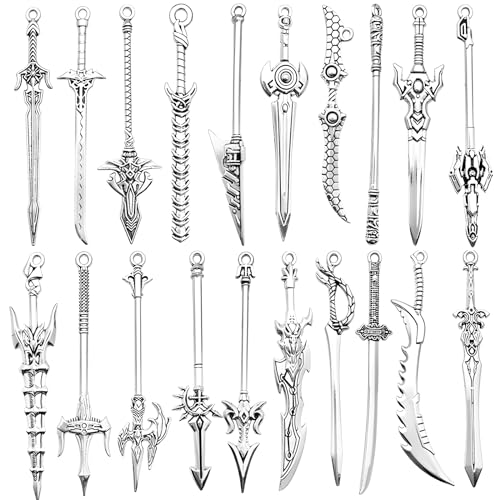 20 st Antieke zwaarden bladwijzers, metalen vintage mes, hanger, zwaard, bladwijzer, zilveren sleutelhanger, Mini oude mes accessoires, geschenken voor boekliefhebbers, DIY