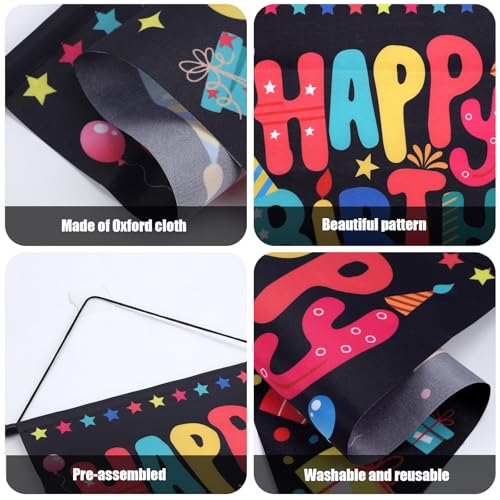 Happy Birthday Sign, Happy Birthday Deur Banner Decoratie Kleurrijke Verjaardagsdeur Porch Teken hangen achtergrond voor binnen en buiten muur decoratie verjaardag partij leveringen 3