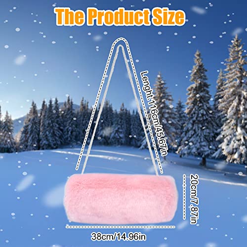 Handboeien met fauxbont voor dames Draagbare roze faux bont handboeien met wrap voor vrouwen meisjes 36 x 20cm Roze, roze 5