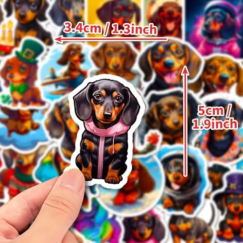 Leuke Dachshund Honden Stickers voor tieners Volwassenen 50 stuks Dachshund Vinyl Sticker Set Auto Motorfiets Fiets Skateboard Snowboard Bagage Laptop Koffer Helm Motorfiets Computer