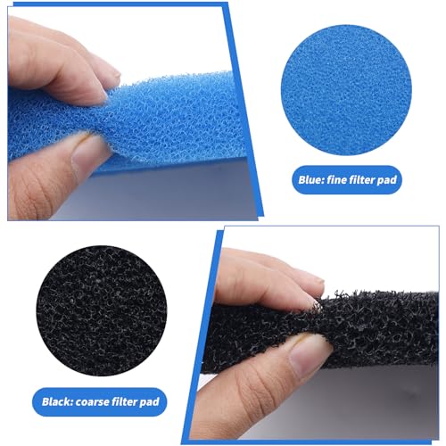 4Pcs Pond Filter Pads Vervanging, Coarse Fine Sponge Filter Media Compatibel met 52231 52229 Filter Box voor Buitenvijvers Aquaria Fonteinen Watervallen (Zwart, Blauw) 4