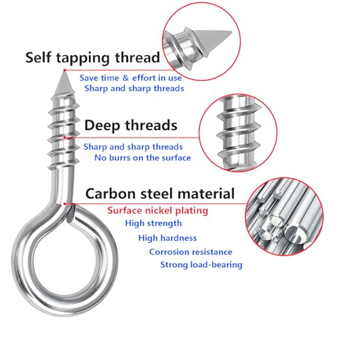20 st Schroefhaken, 17mm metalen oog Schroef Zelftappende Ring haken Carbon Steel Eye Hooks voor hout, ambachten, meubels 3