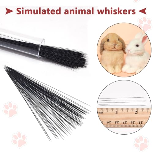 500st Dier Whiskers voor ambachten Naald Villing, 6,3-8,6 cm lang, zwart Simulated Animal Whiskers Plastic Craft Animals Barden voor Kat, Muis, Konijn, Poppen 3