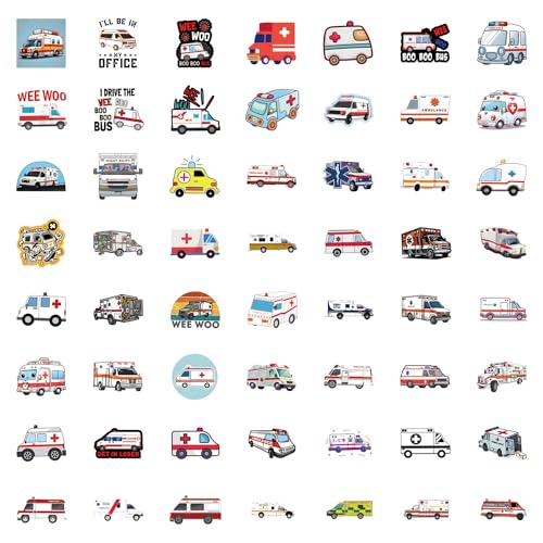 Ambulance 50 stuks Ambulance Sticker Set voor tieners Volwassenen Waterdichte Vinyl voor Auto, Motorfiets, Fiets, Skateboard, Snowboard, Bagage, Laptop, Koffer, Helm, Motorfiets, Computer 3