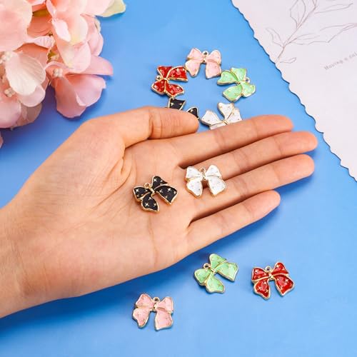 Bowknot hangers 5 kleuren Bow Dangle Charms Lovey Bowknot hangers Gold Frame voor meisje vrouwen oorbellen ketting Crafting sieraden maken 5