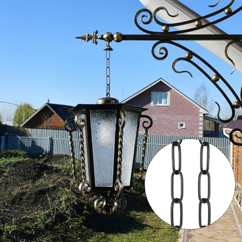0.9m stalen ketting, roestvrij stalen ketting met 2 sloten, zwarte ketting voor opknoping, schakelketting voor het aansluiten van verschillende lampen, kooilampen, plafondlampen, kroonluchters, enz. 5