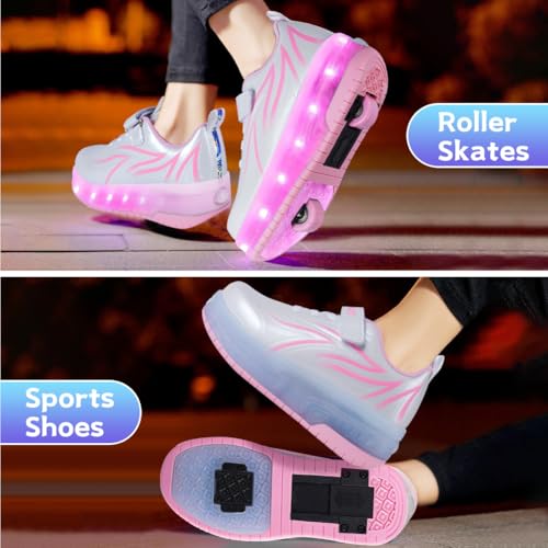 LED Flitsen Dubbele Wiel Schoenen Automatische Skateboard Schoenen Outdoor Fitness Schoenen Trainers USB Oplaadbare 7 kleurwijzigingen voor jongens meisjes 5