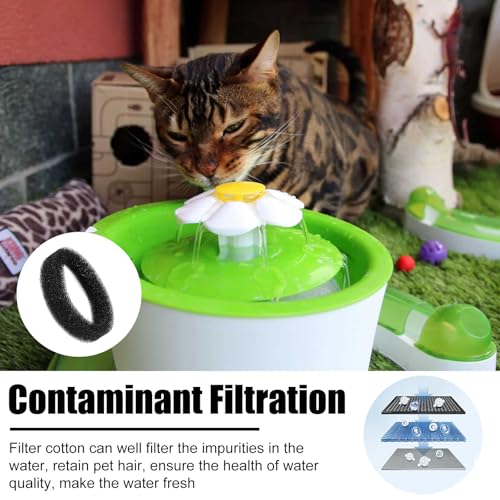 16Pcs Foam Filter, Cat Fountain Filter, Ronde Huisdier Waterfontein Filte 2.5L, Pet Fountain Foam Pre-Foam Filter 3