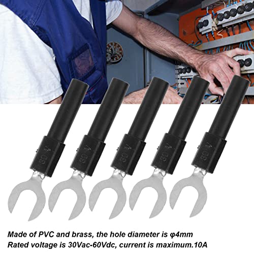 J.20016 U-Shaped Banana Plug, U en Y type Pins 6mm met 4mm Safety Banana Plug, Pack van 10 (Blauw) 4