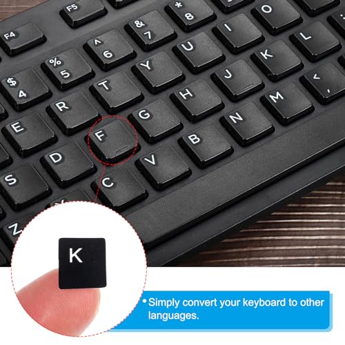 4 Pack Duitse toetsenbord Stickers, Universele Keyboard Vervanging Hoes Glad voor laptop Bureau Computer Zwarte achtergrond Witte Inscriptie 5