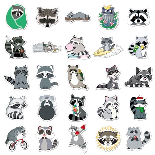 Bear Wasbeer Sticker Set Stickers voor kinderen Tieners 50 stuks Dieren Waterdichte Vinyl Stickers Laptop Skateboard Koffer Helm Autofiets mobiele telefoon Motorrijwiel Scrapbook