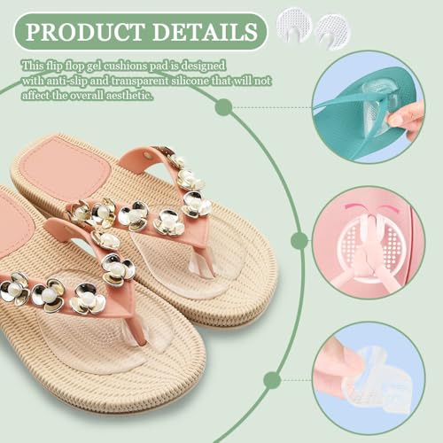 6 paar Siliconen teen sandalen, teen beschermers zachte anti-Wear Flip Flop Gel kussens pad Duidelijke Flip Flops Beschermers Front Kussen van String Sandalen geschikt voor mannen en vrouwen 4