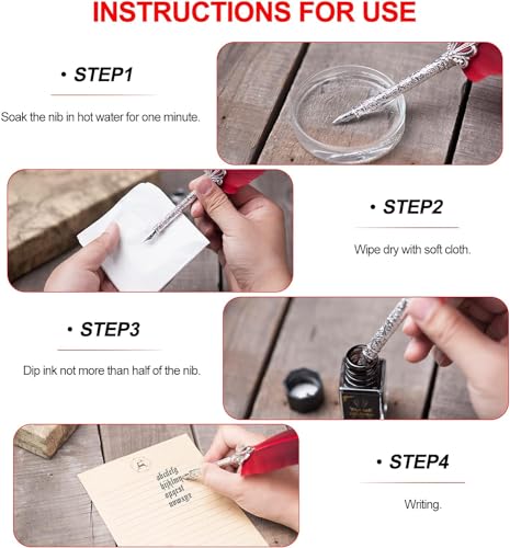 Antieke Veren Dip Pen Cadeaus Merchandise Goose Feather Schrijven Inkt Set Stationery Cadeau Doos Kerstmis 3