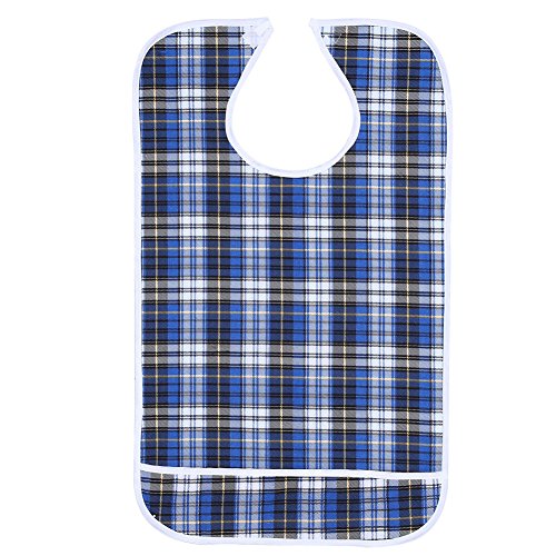 Adult Bib Clothes Protector, Waterproof Eatingtime Bib Age Disability Aid Cook Dining Kleding Wasbaar (Blauw)
