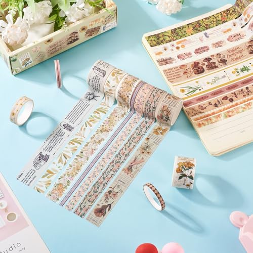 20 Rolls Washi Tape Set Gekleurde Masking Tape Bos Bloem Paddestoel Brief Retro Decoratief Zelfklevende Sticker voor Scrapbooking Bullet Journals Present Wrapping DIY Crafts Book Planner 4